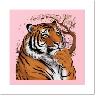 Wistful Tiger Japanese Art Print Posters and Art